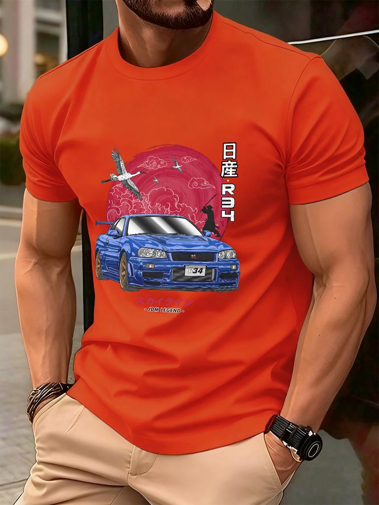 Nippon Jdm Skyline Gtr R34 Prints Cotton TShirts Mens Summer Soft T Shirt Oversized ONeck Short Sleeve Tops Basic Male Clothes
