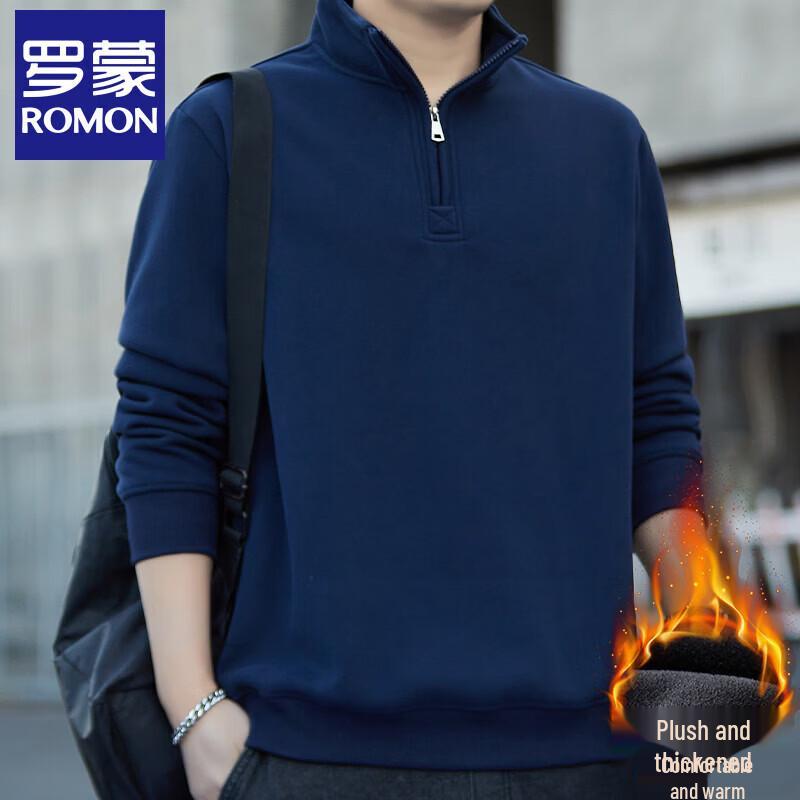 Romon Men s Fleece-Lined Stand-Collar Half-Zip Sweatshirt 4XL