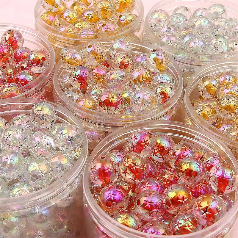 16mm Acryl Bronzing Star Runde Perlen für Schmuckherstellung DIY Ohrring Armband Charm Dekoration