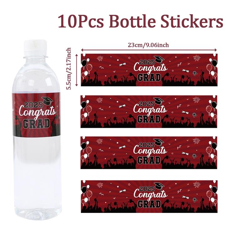 

10pcs Graduation Season Theme Party Bottle Stickers Congratulation Graduation Party Decor Class of 2026 Grad Party Supplies 23x5.5CM