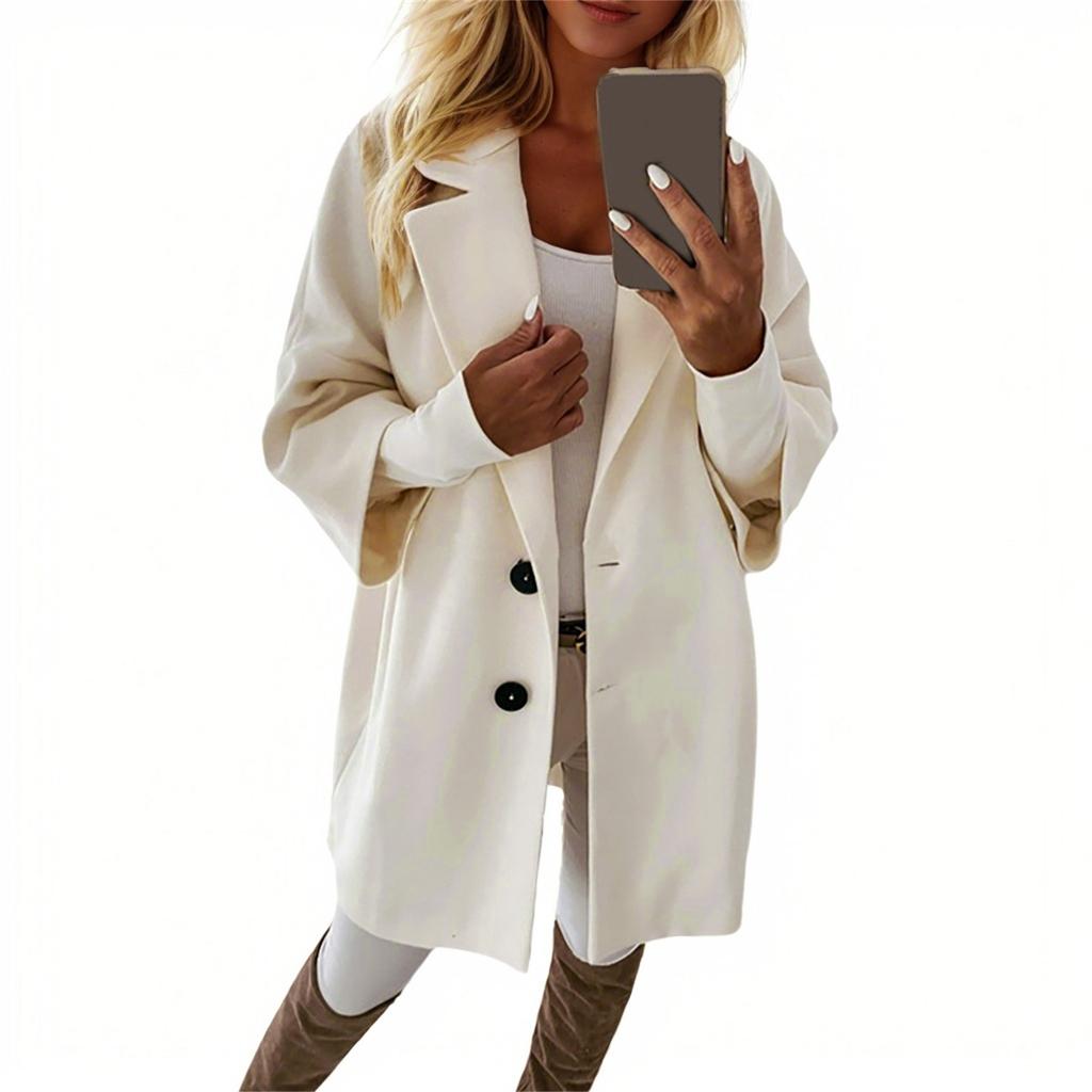 Women's Fashion Jacket Casual Solid-color 3/4 Sleeve  Button-down Pocket Cardigan Coat