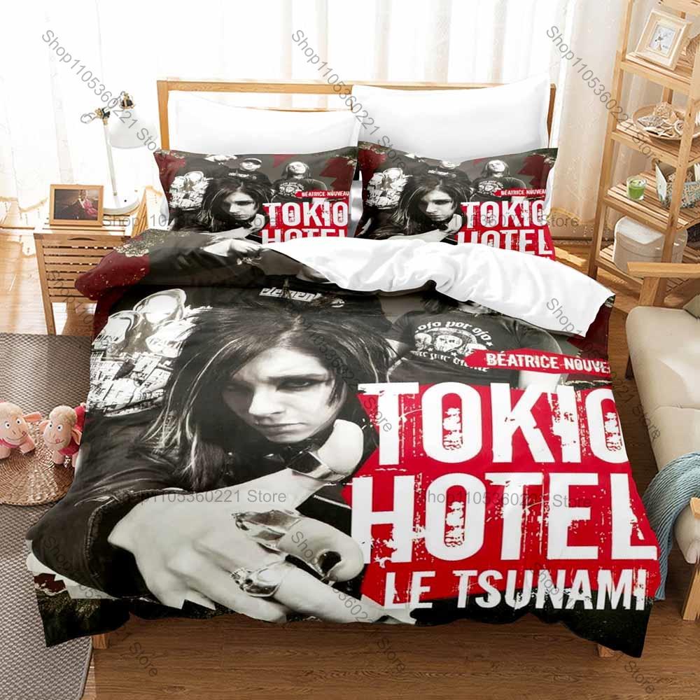 Cool Tokio Hotel German Rock Band Bedding Set 3Pcs 1 Duvet Cover+2 Pillowcases 3D Print Soft Microfiber Bedroom Bed Linens