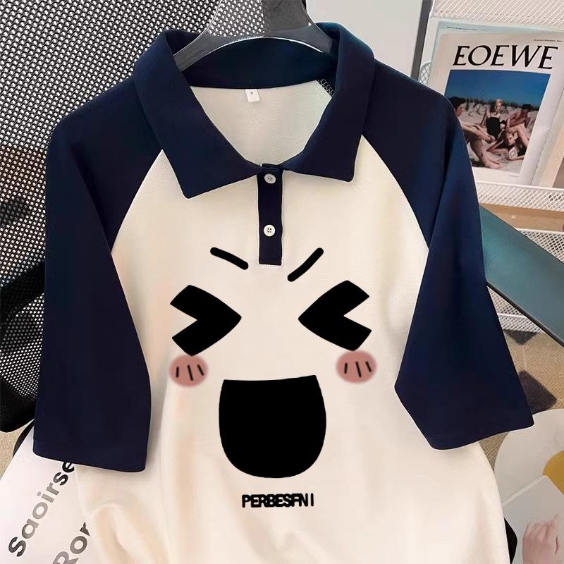 Girls Summer Cotton Polo Shirt Fashionable Short Sleeve T-Shirt For Middle And Big Kids Student Casual Top