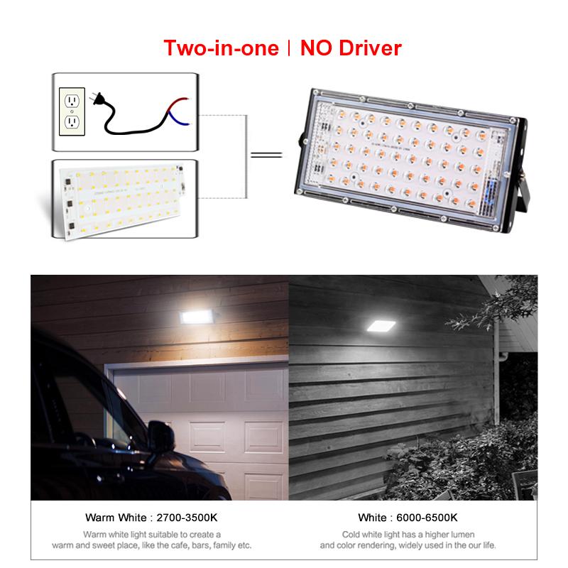 2PCS LED Chip AC 220 50W Floodlight SMD2835 LED Lamp Bead Smart IC No Need Driver For Spotlight DIY Outdoor Flood Light Chip
