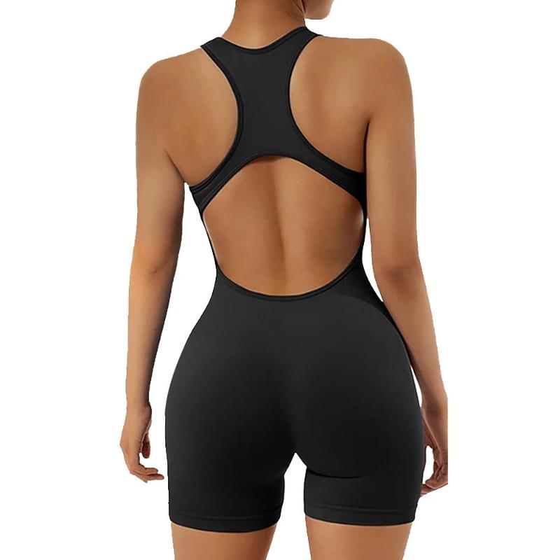 Seamless Back Cutout High Stretch Butt Lifting One Piece Yoga Jumpsuit For Gym Training