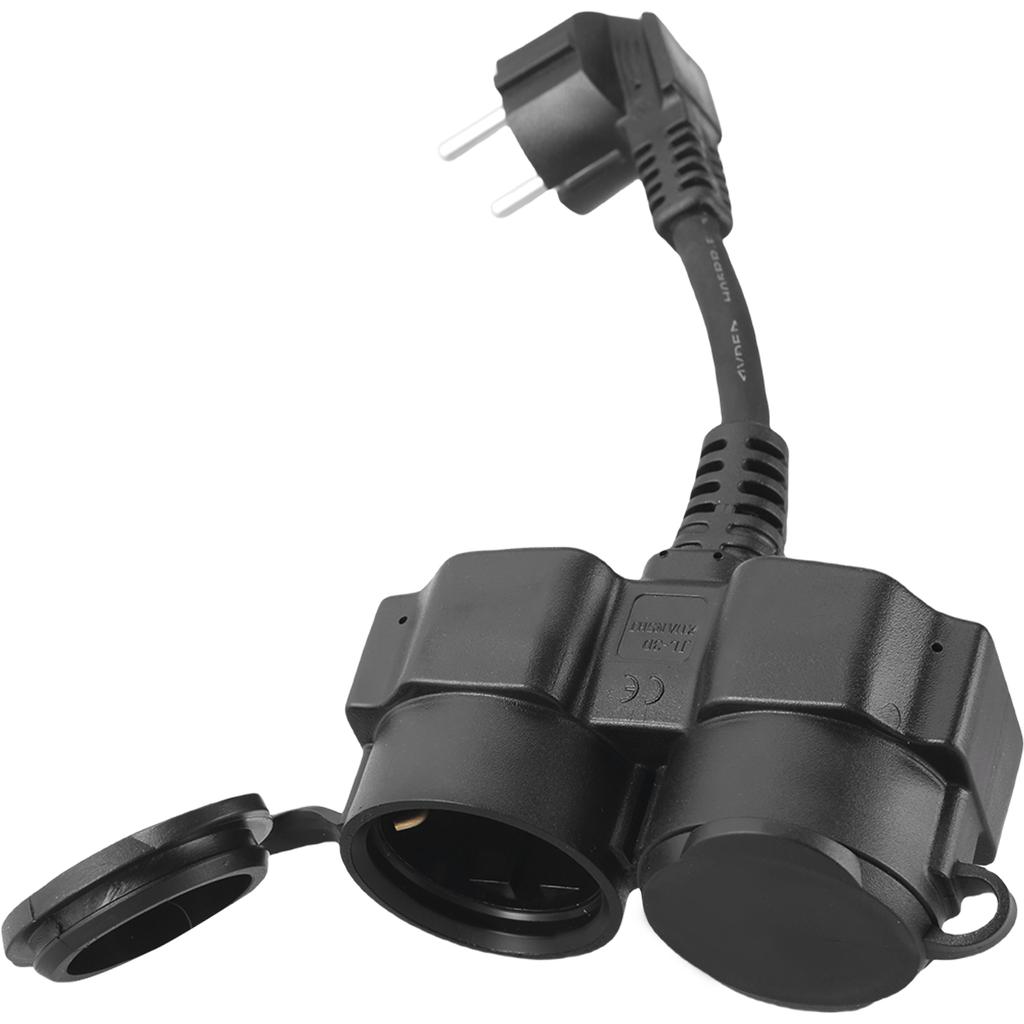 Professional Cable Double Schuko Plug Extension Cord IP44 Water Resistant Cable with Child Safety Lock for Outdoor Use
