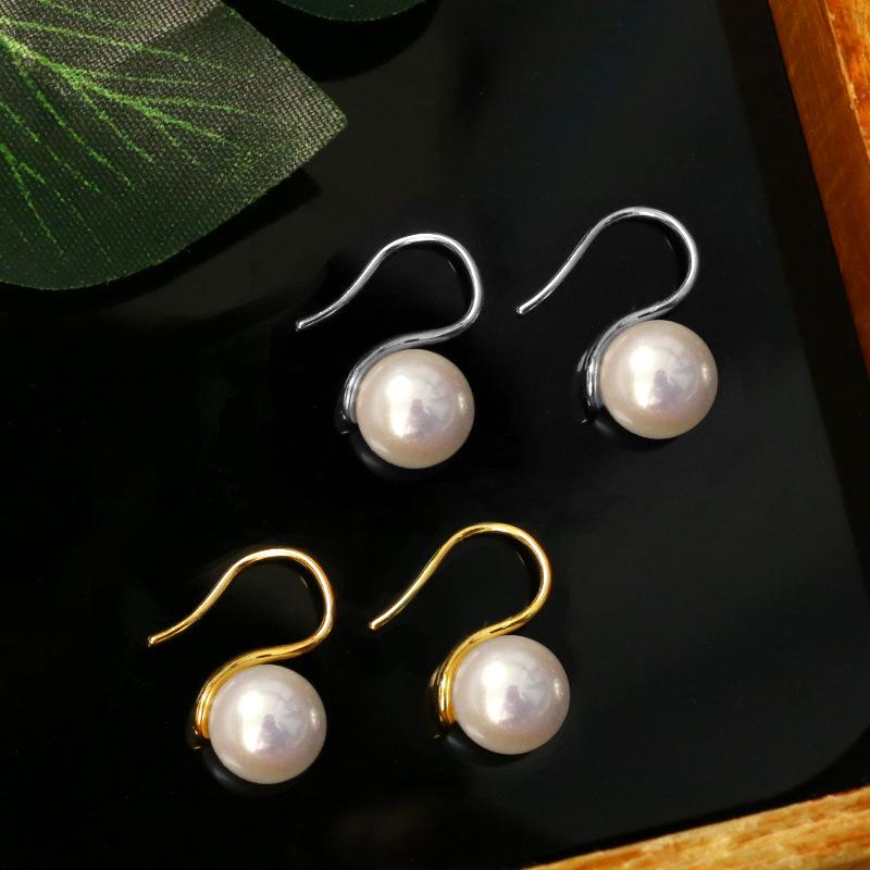 Akoya Gray Pearl & High Heel Ear Hook Earrings for Women - French Classic Austrian Design