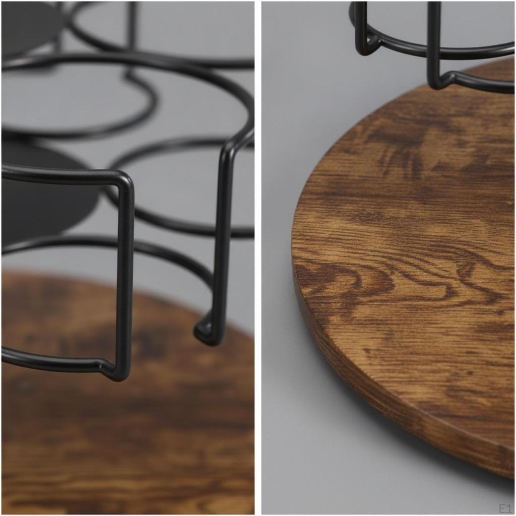 Cup Holder Rack with Wood Base Countertop Handle Metal Kitchen Organizer for Coffee Lovers,