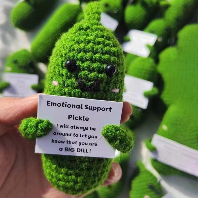 

Cute Handmade Doll Knitted Cucumber with Positive Message Valentine s Day New Year Christmas Birthday Gift for Kid and Couples