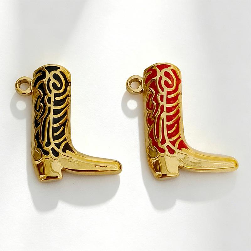 18K Gold-Plated Stainless Steel Shoe Pendant Charms for DIY Bracelets & Necklaces