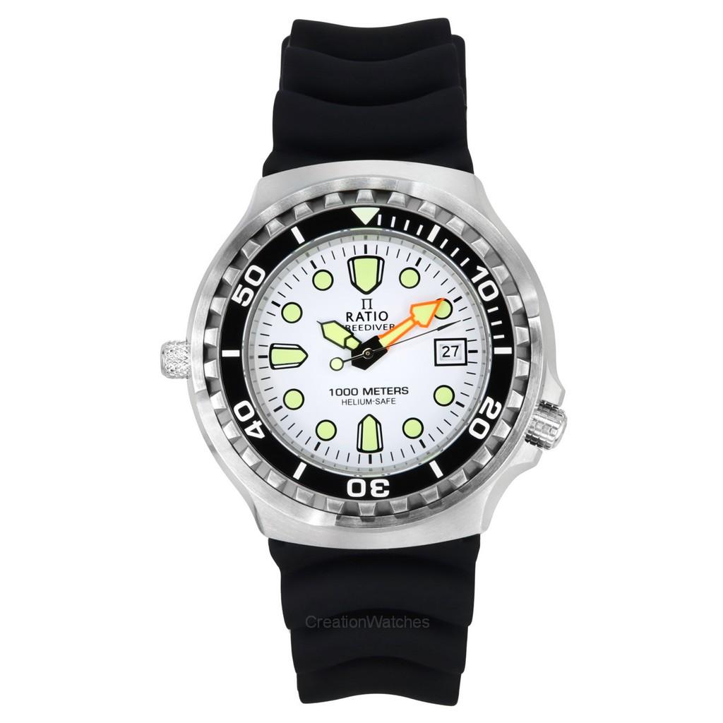 

Мужские часы Ratio FreeDiver Version 02 Helium Safe 1000M Sapphire Quartz White Dial 1038EF102V-WHT-V02 белый