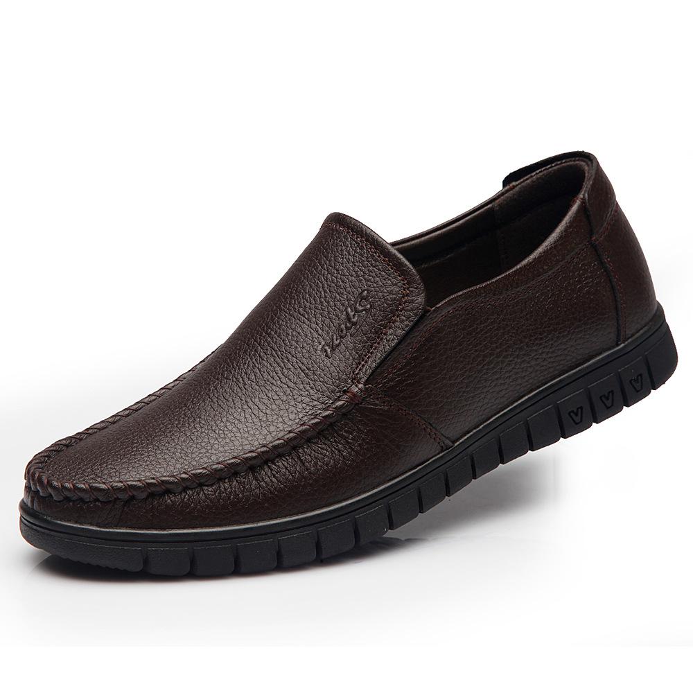 

Men s summer sandals leather breathable soft sole non-slip leather sandals hollow casual extra large size middle-aged and elderly dad shoes 46
