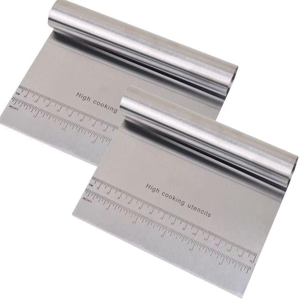 Stainless Steel Scraper Dough Pastry Pizza Cutter with Measuring Scale Multifunctional Kitchen Gadget Easy To Clean and Reusable