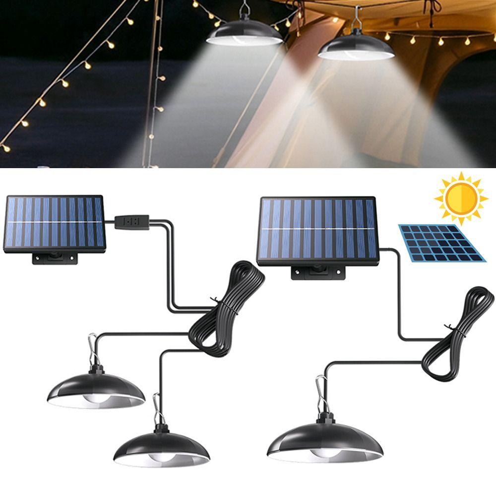 Easy Installation Single/Double Head Solar Pendant Light Remote Control Solar Powered Solar Panel Light Solar Chandelier Camping