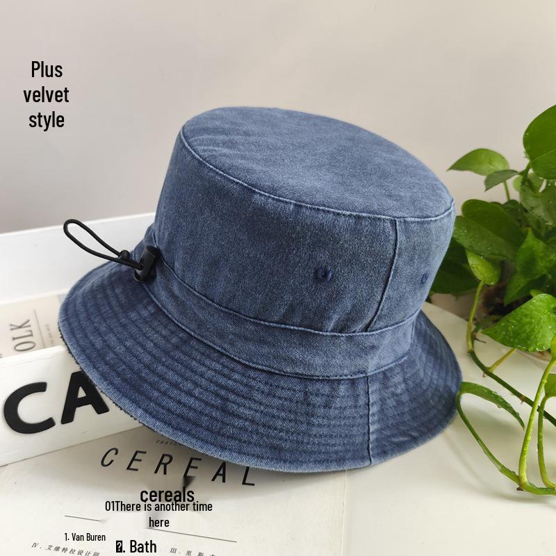 XXL Καπέλο Ψαρά με Επένδυση Fleece και Φθαρμένο Look για Γυναίκες & Άνδρες - Φθινόπωρο/Χειμώνας, Πολύ Μεγάλο για Στρογγυλά Πρόσωπα