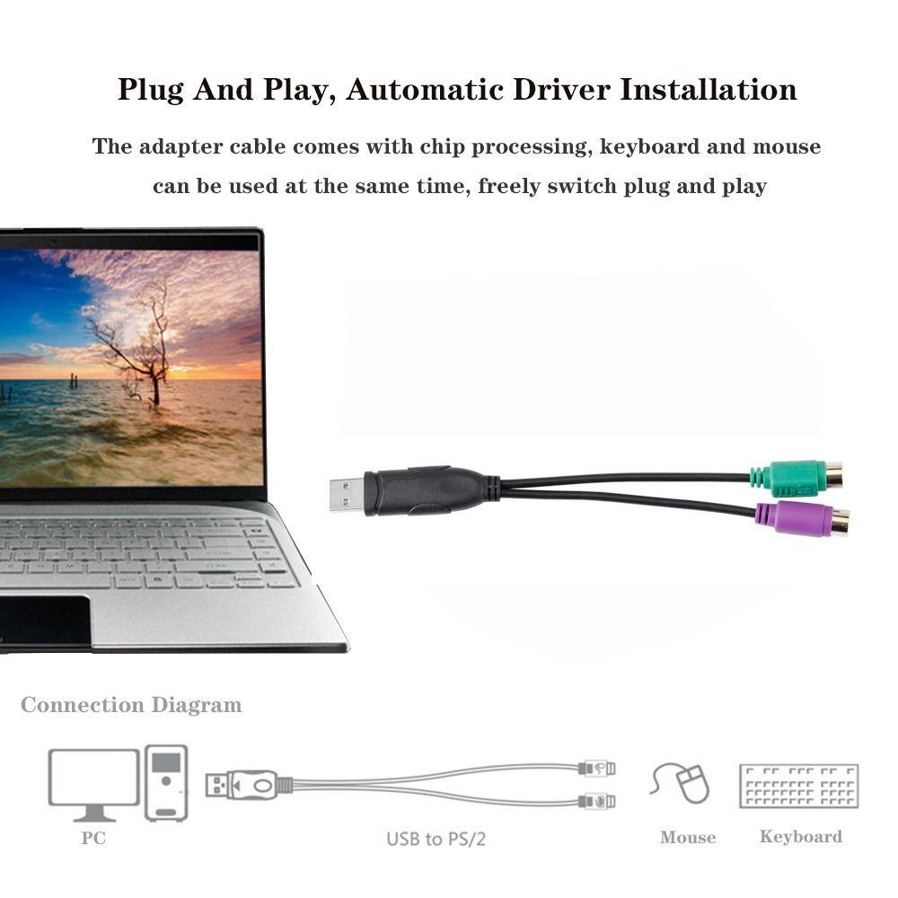 Male And Female Cable USB To PS2 Cable USB Male To 6 Pin Female Converter Cable 6 Pin PS2 Adapter