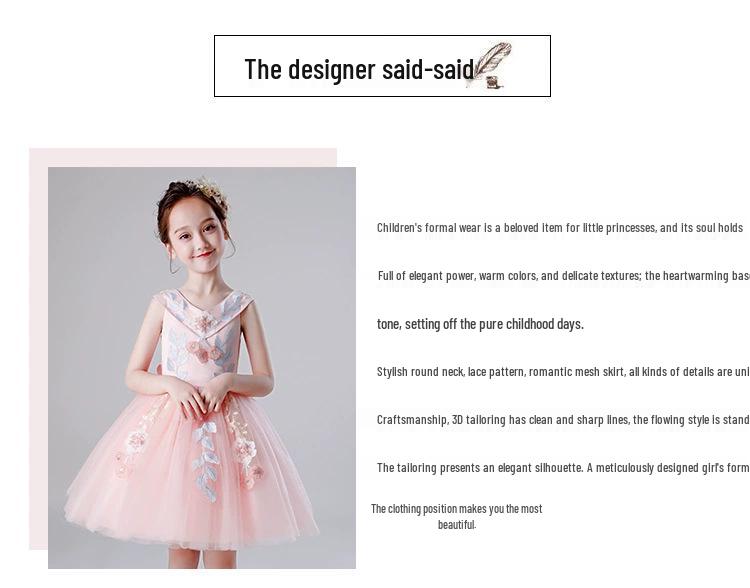 Children's Formal One-Shoulder Princess Dress - Fashionable, Slimming, Fluffy Gauze for Vocal Performance and Art Exams