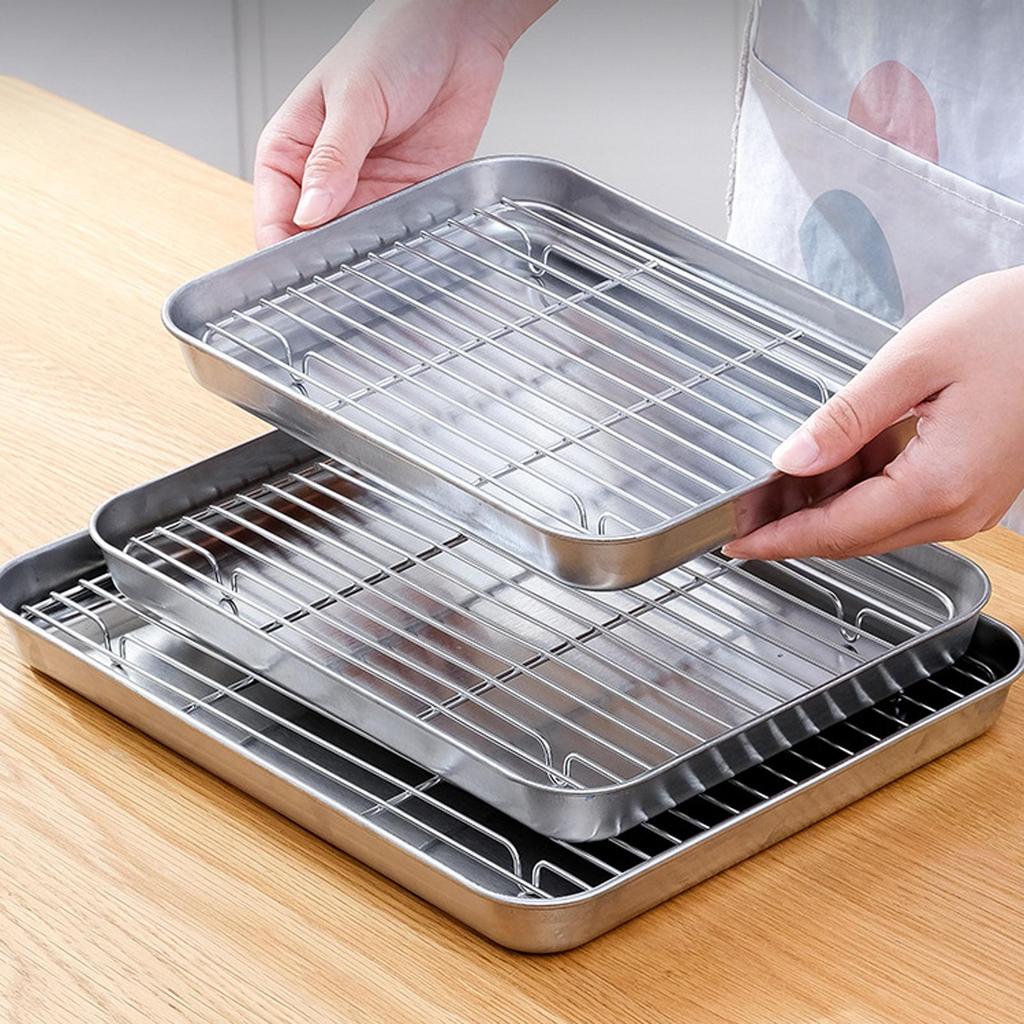 Pan Cookie with Wire Rack Heavy Duty Bakeware Bread Pans Cooling Oven Tray for Hotels