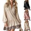Women's Fashion Long Sleeve Color Slim Fit Puffy Dress for Casual Everyday Wear