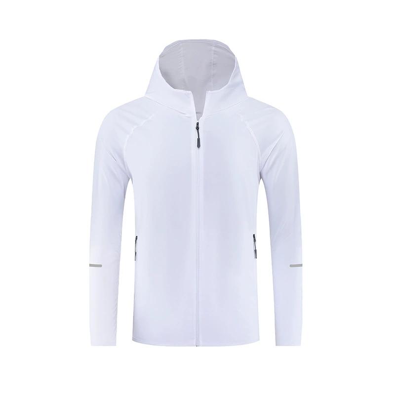 Letní běžecká bunda pro páry, sportovní bunda s kapucí a opalovacím krémem, pánská rychleschnoucí reflexní fitness bunda, pánská a dámská