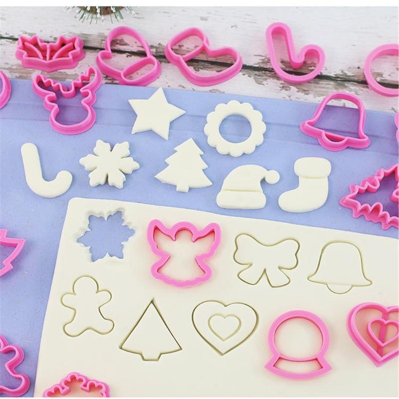 22 PCS Christmas Cookie Cutters Biscuit Cutter Multi Shapes Cookie Moulds PP Material Biscuit Mold Baking Accessories