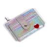 Mini Cute Laser Shining Heart Bus ID Card Case Cardholder Sequins Credit Card Holder Crystal Color Multi Card Slim Wallet
