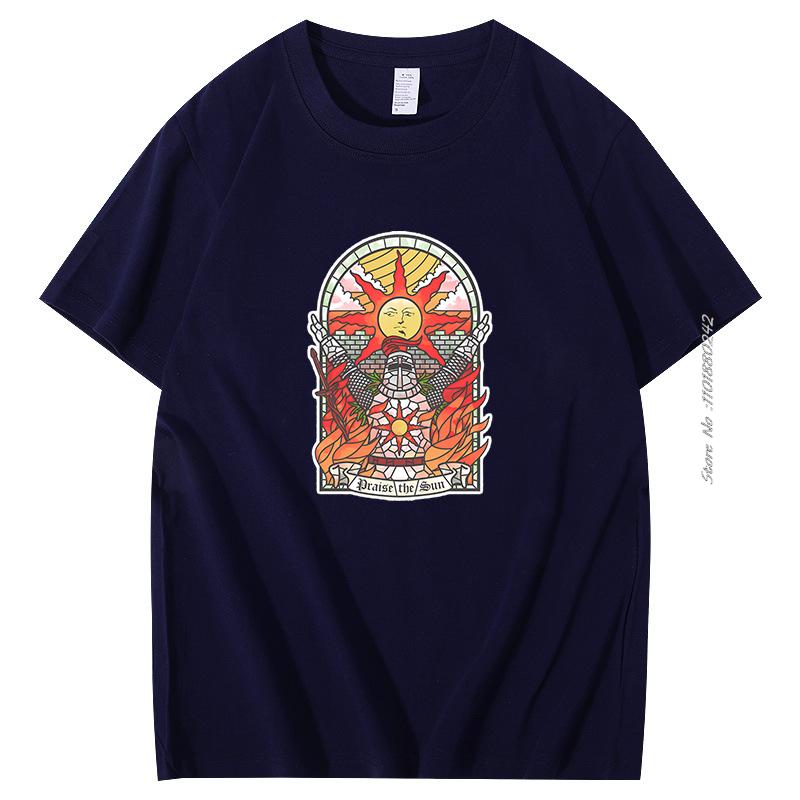 Dark Souls 3 Church Of The Sun Graphic Tshirts Praise The Sun Youth Tees Harajuku Cotton Short Sleeve Tshirts Mens Clothes