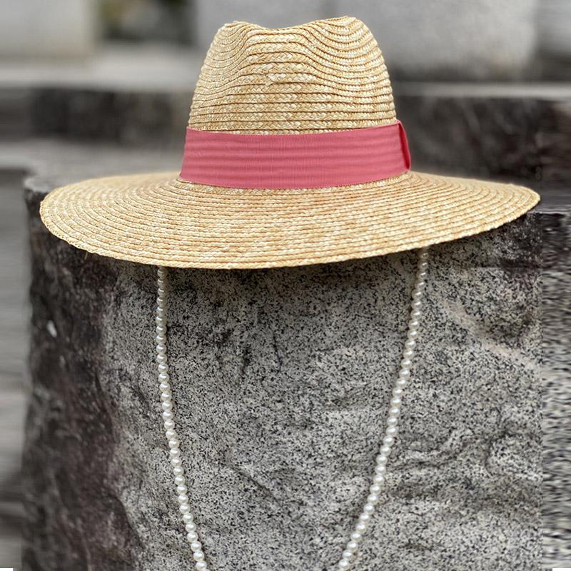 2023 New Handmade Summer Hats for Women Wide Brim Panama Sun Hats Ribbon Band Straw Fedora Hat Kentucky Derby Holiday Beach Hat