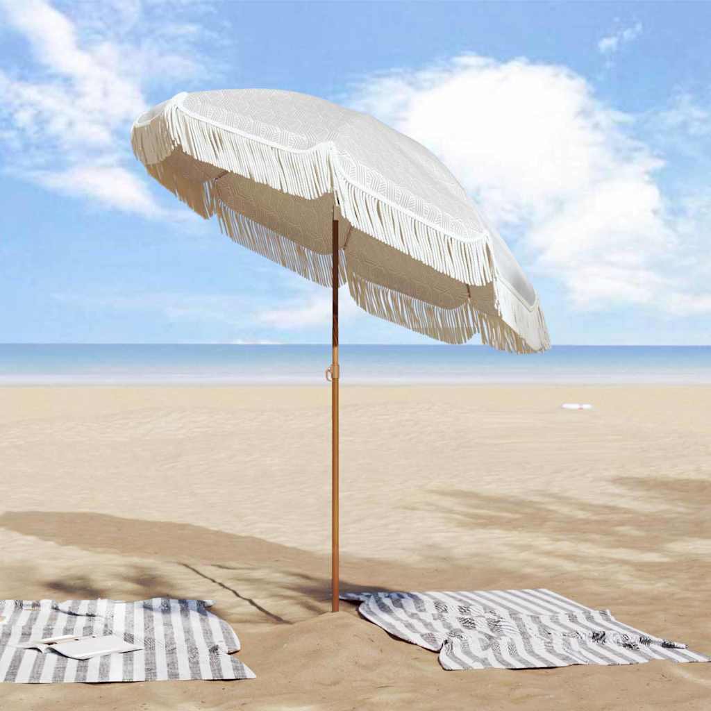 Beach Umbrella Grey and White 160 X 160 X 196 Cm