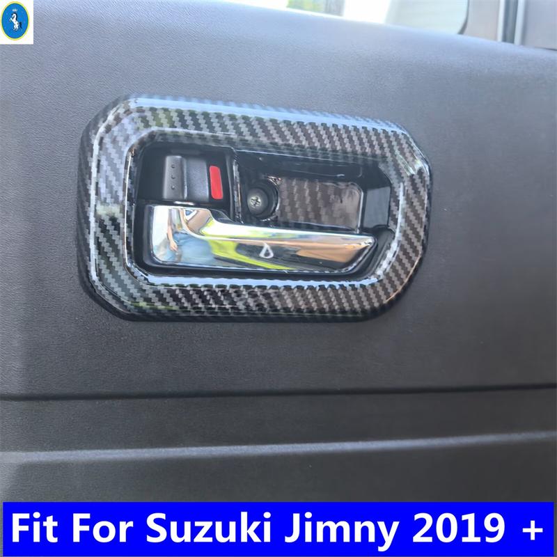Carbon Fiber Look Inner Car Door Pull Doorknob Handle Hand-clasping Bowl Cover Trim ABS Accessories For Suzuki Jimny - 2025