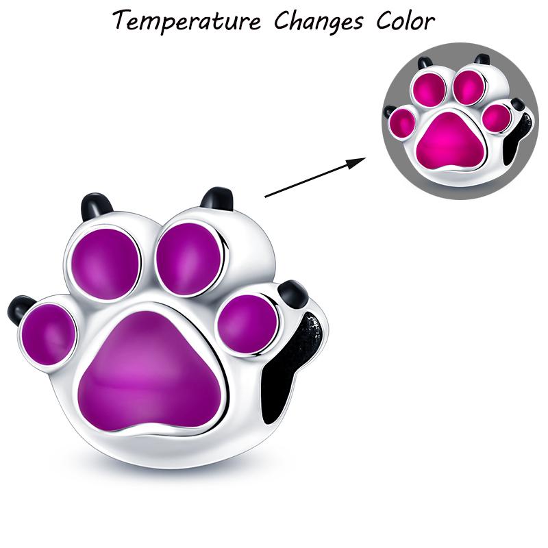 100% S925 Silver Temperature Change Color Chameleon Elephant Trendy Charms Fit Pan Original Bracelets DIY Fine Jewelry Gifts