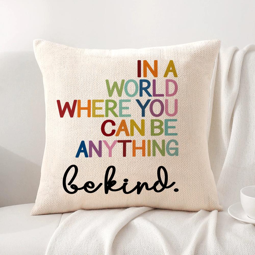 English Education Cushion Cover Natural Linen Organic Fabric DoubleSided Printing Sofa Home Decor Breathable Bed Pillow