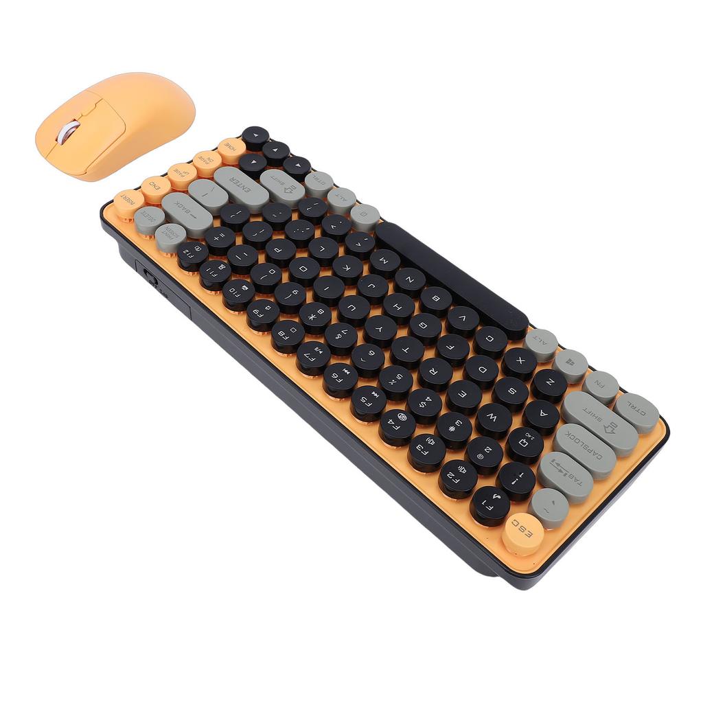 Wireless Keyboard and Mouse Combo 85 Keys Cordless Mice Keyboard with Round Keycaps Dual Mode