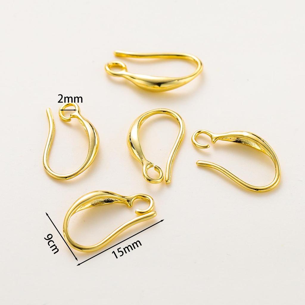 French D-Shaped 14k/18k Gold-Plated Copper Ear Hooks & Studs - DIY Jewelry Accessories