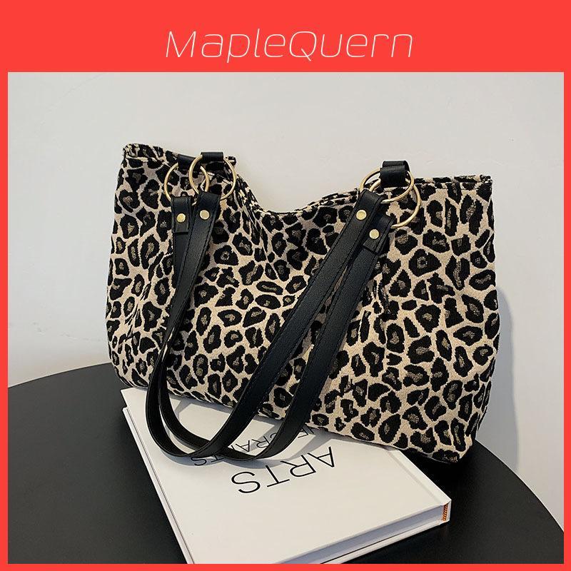 Pu Leopard Print Tote Bag For Streetwear Women With Zipper Closure