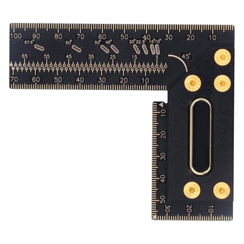 Hilitand 100mm Aluminum Woodworking Ruler, Gauge, T-Shaped Square, Marking Tool, Aluminum, Woodworking Scriber