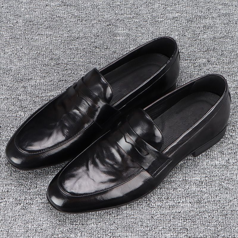 Men's shoes 2025 new black casual men's leather shoes leather trend soft sole soft surface British business shoes men's