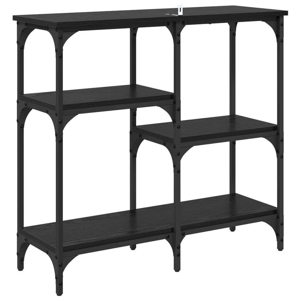 Console Table with Shelf Black Oak Effect 80 X 29 X 75 Cm