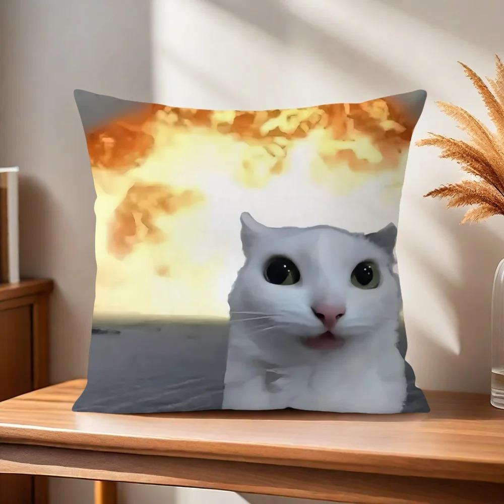 Cat Emoji Pillow Cover, Sofa Chair Cushion Cover, Bedroom Room Dormitory Home Decoration, Funny Gifts