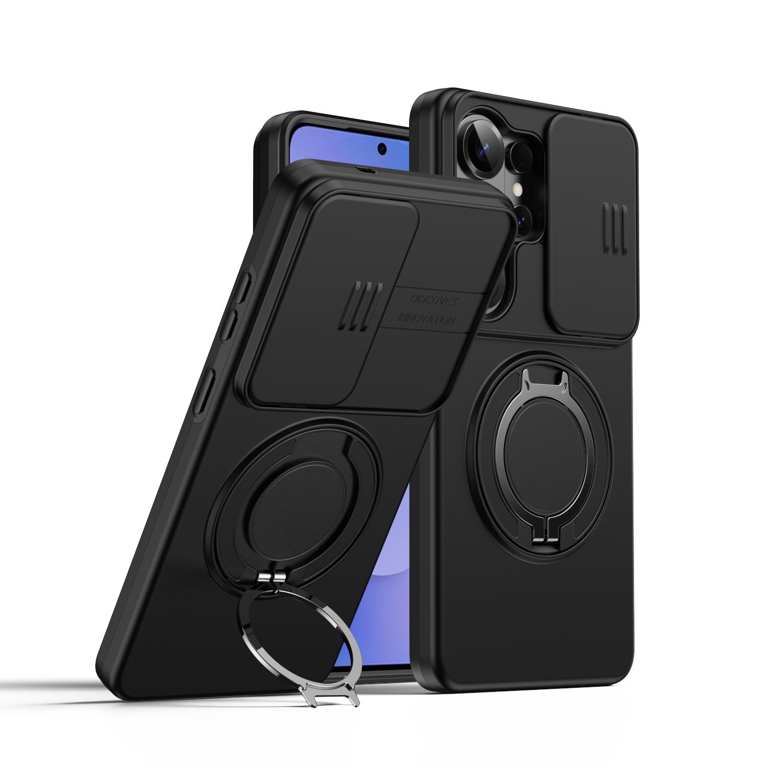 

360 Ring Kickstand Hybrid Armor Case Compatible for Samsung Galaxy S26 S25 S24 Ultra S26 S25 Plus Slid Camera Lens Protect for Samsung Galaxy S26 Ultra чёрный