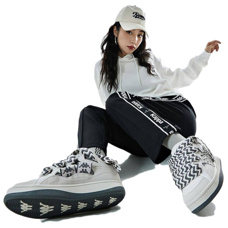 Kappa Fatty Sneakers Bread Shoes Label Skate Shoes Cute Casual Sports Low Top Unisex Sneakers White Gray K0DZ5CS01D-133