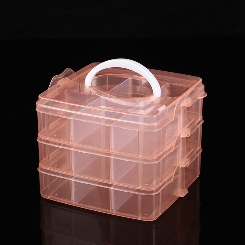 Scatola portaoggetti portatile a tre strati per la casa, Scatola portaoggetti trasparente per gioielli, Scatola portaoggetti per attrezzi da ferramenta, Scatola portaoggetti per giocattoli Lego