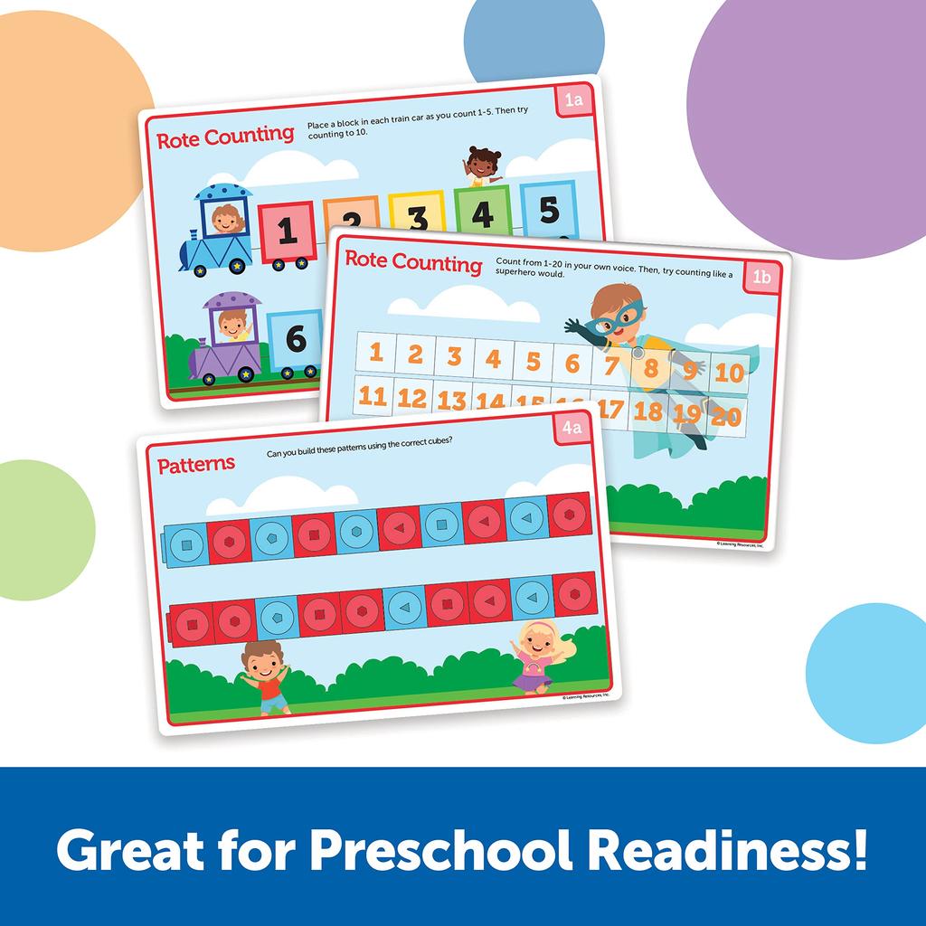 MathLink Series Cube Blocks MathLink Cube First Math 100 Pieces Activity Authentic Set, & Cards, LER9335,