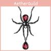 Elegant Gothic Black Spider Pendant Necklace Stylish Jewelry For Women Fall 2024