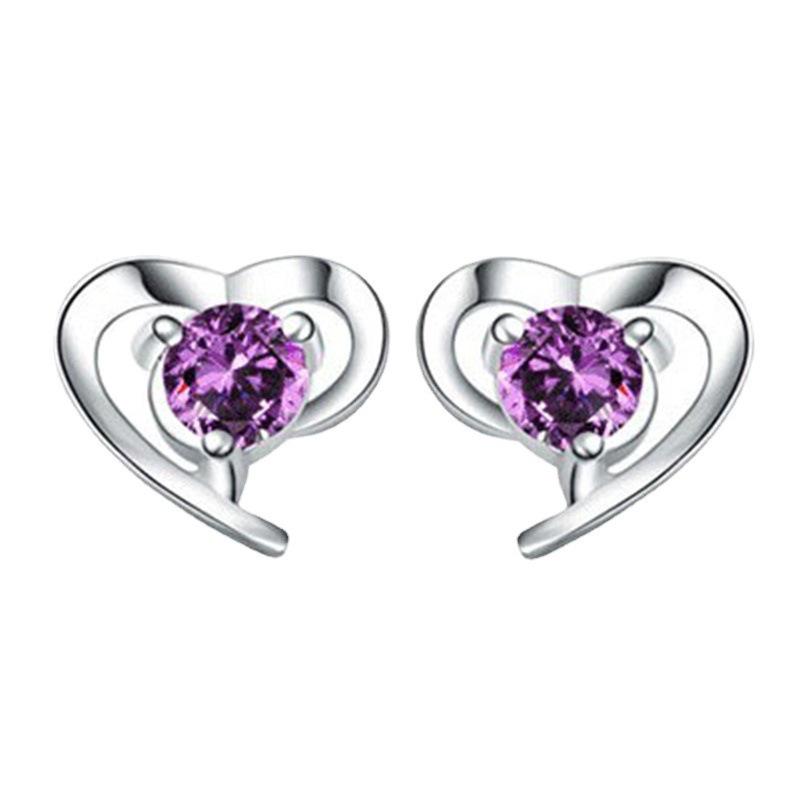 Korean Style Bestselling Heart Stud Earrings: White Copper with Silver Plating