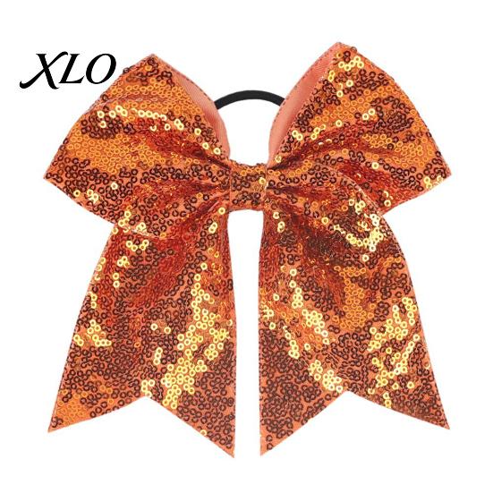 Stage Costume Accessories Sequins Hair Bows, Elastic Tie, Large Cheerleading Shiny Bows for Girls Band Ponytail Holder, Glitter Scrunchies Women Teens
