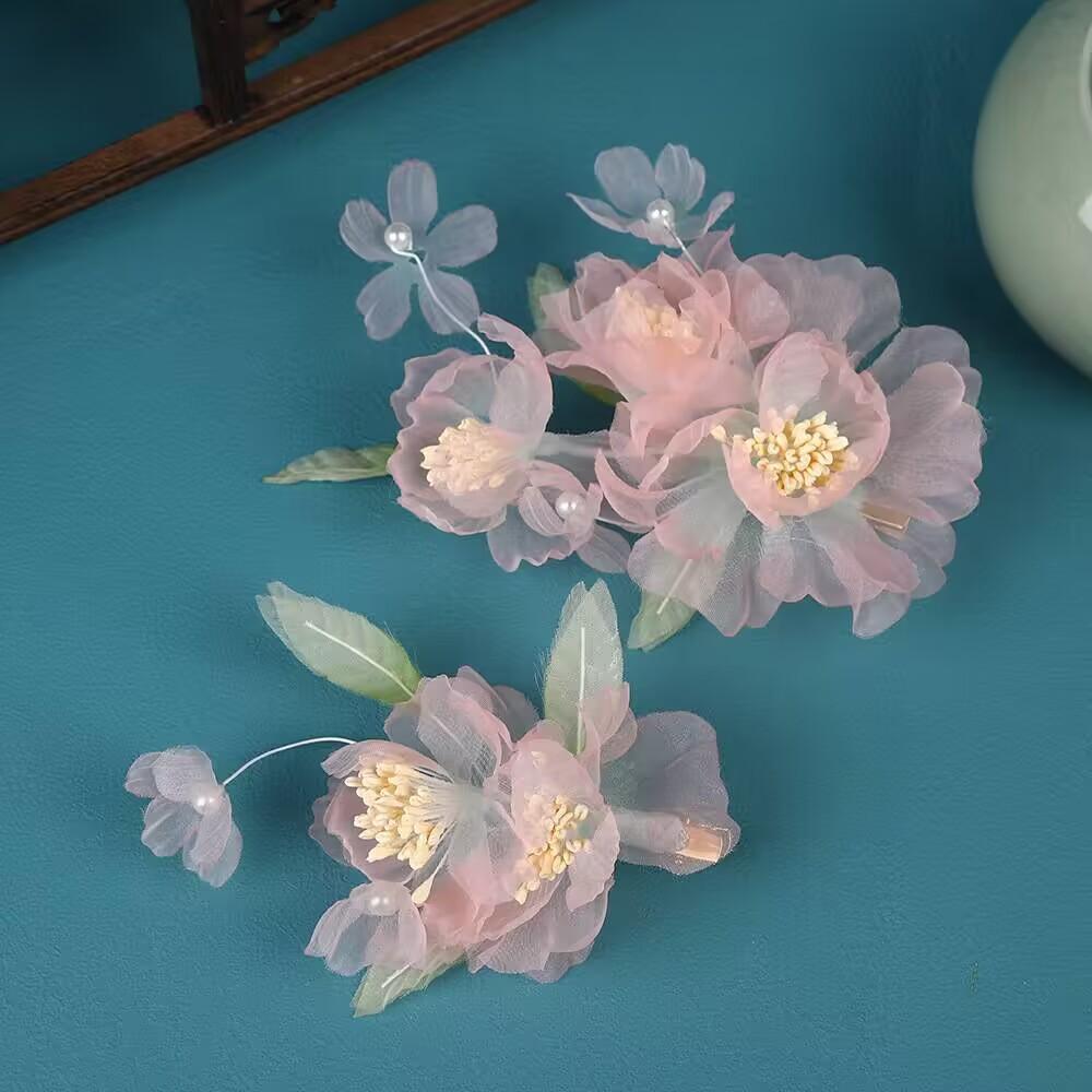 

Original design purely handmade purple hot flower butterfly silk yarn pair clip hairpin accessories women s Hanfu headdress