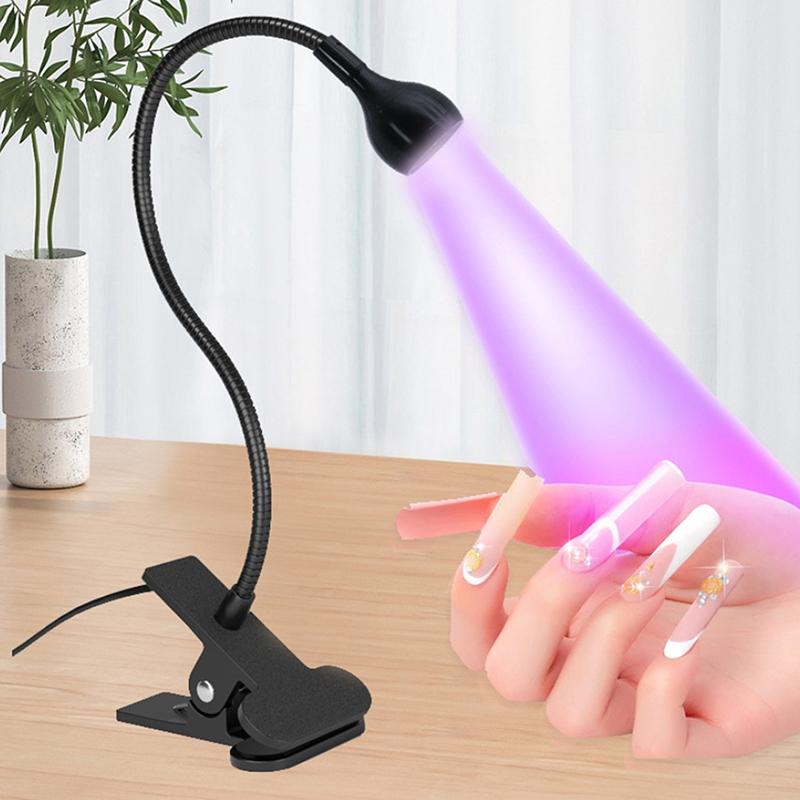 3W Nail Dryer Light UV Nail Lamp For Drying Gel Nail Polish Foot Switch Clip-On Flexible Desk Mini Portable USB For DIY Manicure