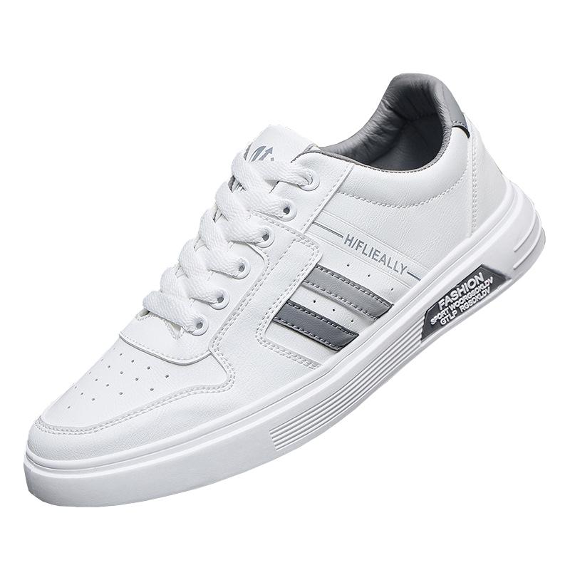 Fashion New Men's Leather Sneakers White Men Vulcanized Shoes Autumn Young Simple Popular Hard-wearing Lightweight Water Proof Flat Shoe