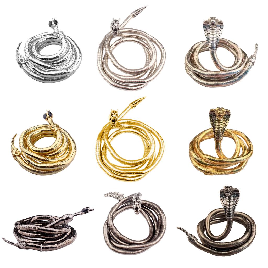 Punk Schlangen Choker Einzigartiges Biegbares Schlangenarmband Flexibles Mehrschichtiges Metallschlangen Halsband Armband Schmuck für Frauen